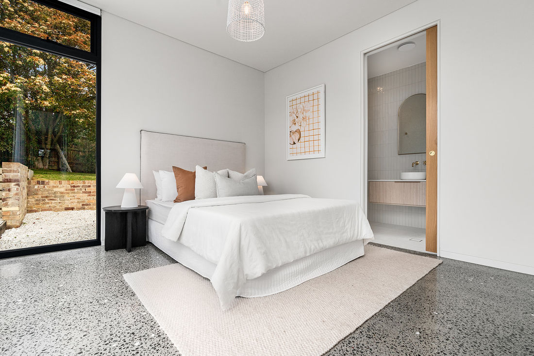 Live Projects, luxurious livability featuring heated polished concrete floors, recycled brickwork, Silvertop Ash external cladding 