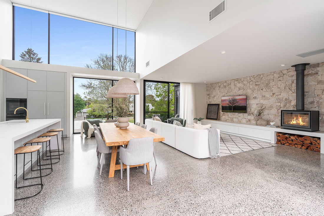 Live Projects, luxurious livability featuring heated polished concrete floors, recycled brickwork, Silvertop Ash external cladding 